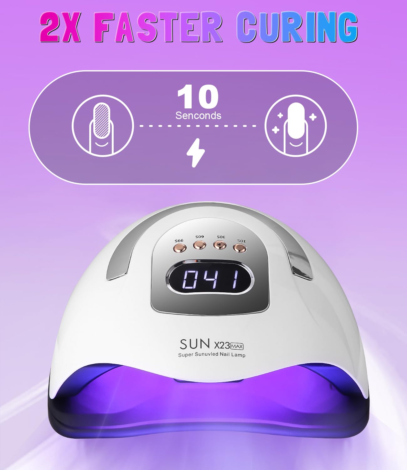 Lampa UV LED do paznokci 380W, profesjonalna automatyczna suszarka, szybkoschnąca, 81 lampa LED, duży ekran LCD, 4 timery 10s/30s/60s/99s