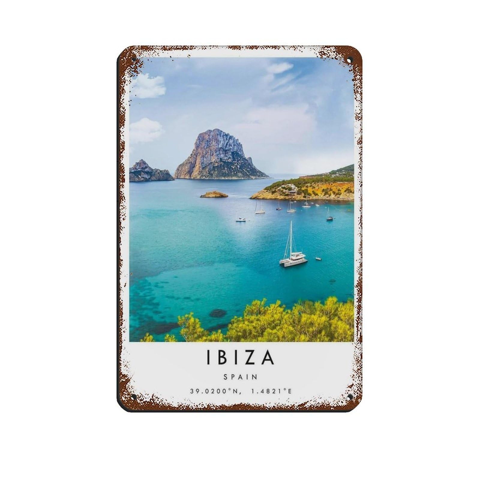 Ibiza Travel Tin Sign Vintage Metal Pub Club Cafe Bar Home Wall Art Decoration Poster Retro 8x12inch(20x30cm)