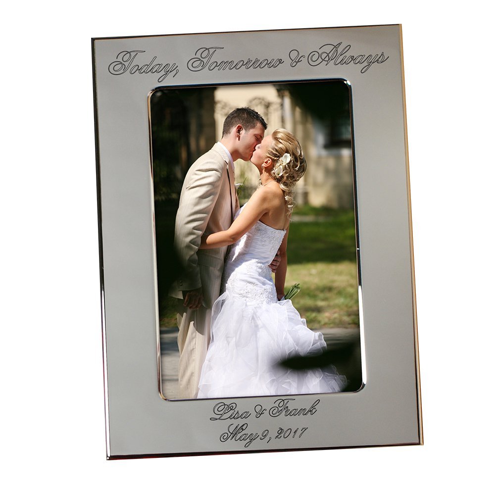 GiftsForYouNow Today, Tomorrow & Always Wedding Engraved Silver Picture Frame, Vertical