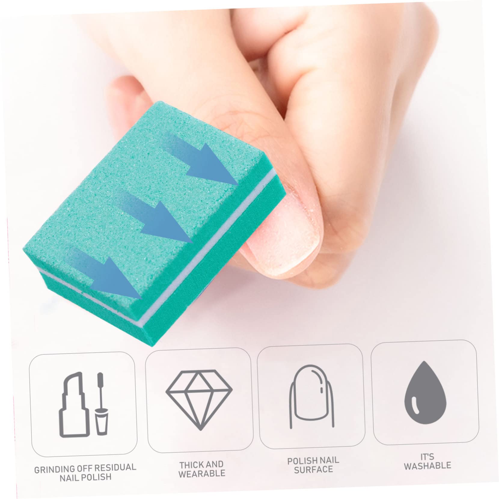 Healeved 150pezzi Spugna Per Unghie Finitura e Lucidatura Manicure Blocco Leggero Lavabile e Riutilizzabile Per Unghie Naturali e Artistiche Compacto
