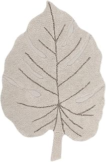 Lorena Canals - Alfombra Lavable Monstera Natural - Natural, Marrón Tierra - 97% algodón 3% Otras Fibras. Base: Algodón Re...