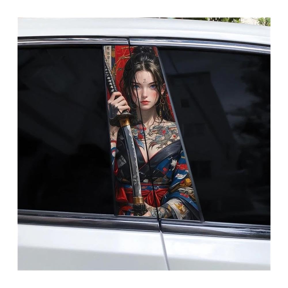 Decorative Items 2pcs Masks Female Samurai Car B-Pillar Waterproof Decal(F)