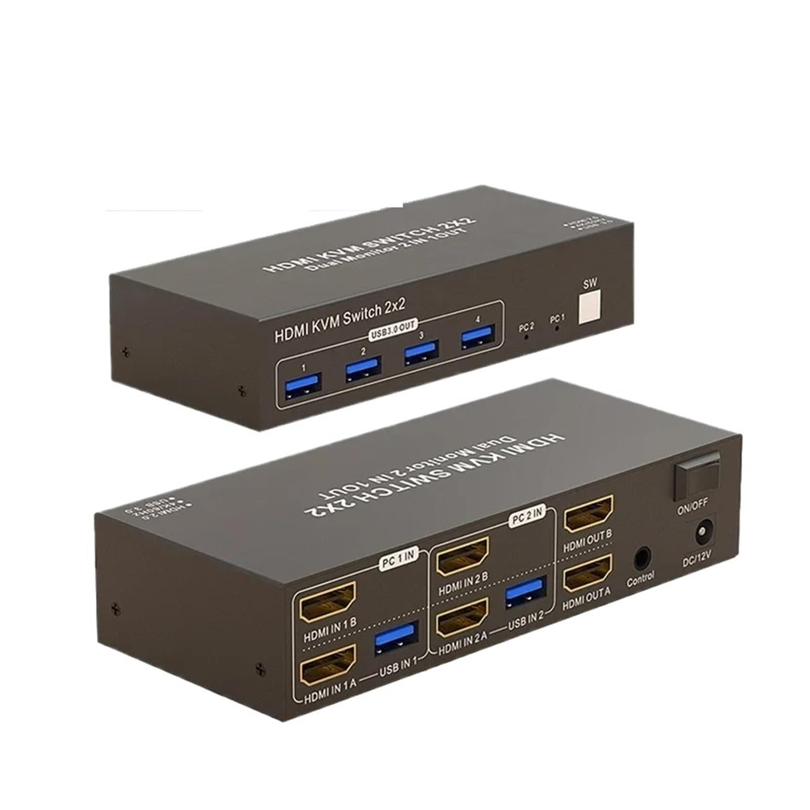 Dual Monitor HDMI KVM Switch 2x2 4K 60Hz HDMI Displayport USB 3.0 KVM Switcher Extended Display for 2 PC Share Mouse Keyboard(HDMI kvm Switch,with EU Plug)-image-17