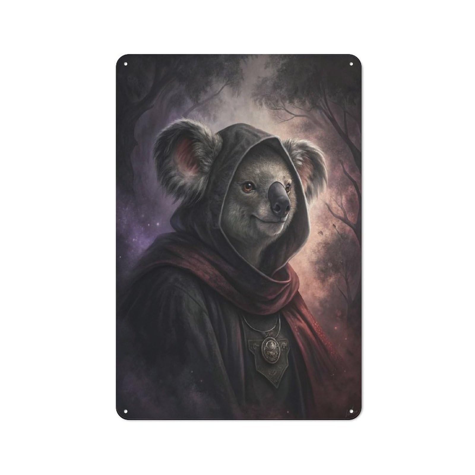 Junmoney Style-24 Koala In A Hooded Robe Country Metal Wall Decor 30X20cm, Decorative Tin Sign For Farmhouse Kitchen, Pantry Or Dining Area