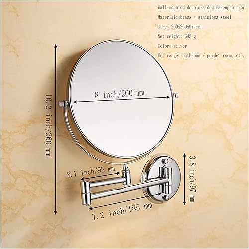 Miniatura 7 de AMHIL Wall-Mounted Makeup Mirror Wall Mount 8 Inches Vanity Makeup Mirror 3X Magnified Polished Chrome Finish 360 Degree Swivel