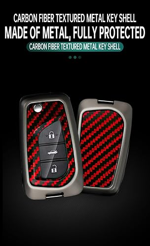 Miniatura 3 de ontto Funda para llave de automóvil compatible con llavero plegable Toyota, llavero de metal con patrón de carbono para Fortuner Tundra Camry RAV4
