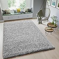 Prime Plus EXTRA THICK HEAVY 5CM PILE SOFT SHAGGY RUGS MODERN AREA RUGS BEDROOM HALL RUGS (Light Grey, 120 x 170cm)