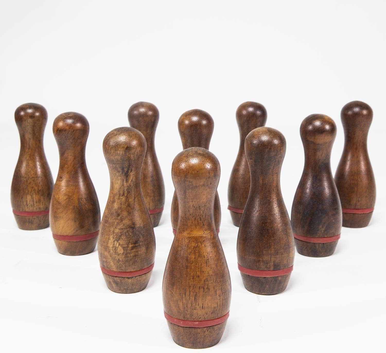 Shuffleboard Bowling Pin Set with 10 Pcs Premium Hardwood Bowling Pins Durabel Triangular Pinsetter Resin Bowling Ball and Carrying Bag, Fun for Shuffleboard Games