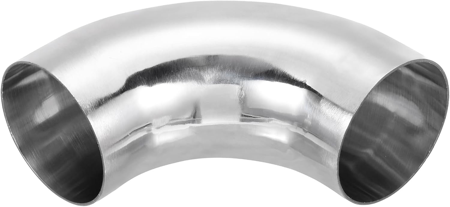 PATIKIL 90 Degree Mandrel Bend Elbow, 3 1/2 Inch OD Steel Exhaust Elbow Exhaust Piping Connector 304 Stainless for Exhaust Pipe Modified Stair Handrail HVAC