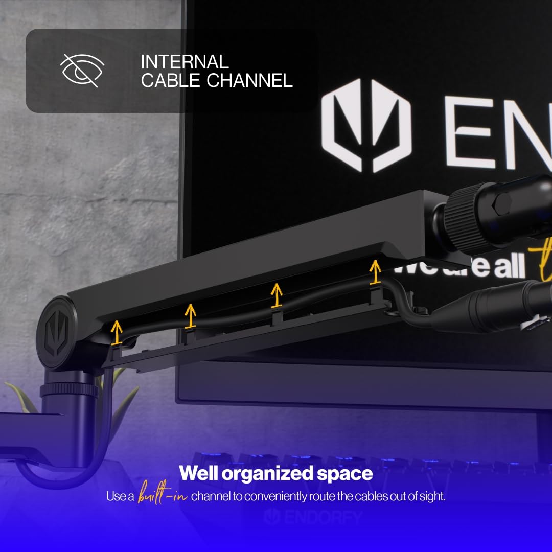 ENDORFY Broadcast Low Profile Boom Armor, micrófono premium de perfil bajo y brazo de luz con cable, giratorio 360 grados