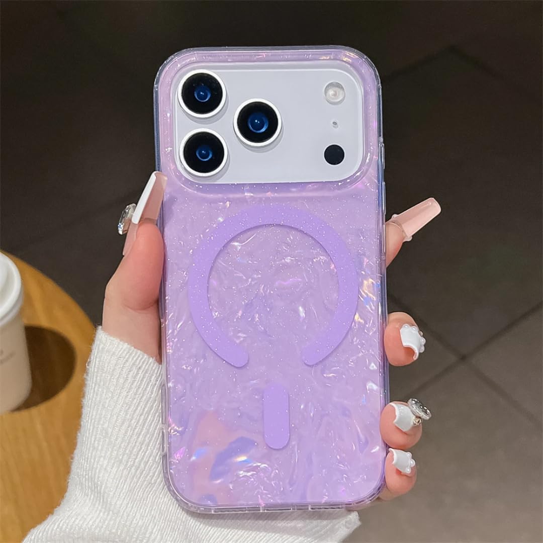 Coque en polycarbonate violette iPhone 16 Pro finition pailletée - 8