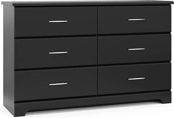 Storkcraft Brookside 6-Drawer Dresser (Black) – GREENGUARD Gold Certified, Nursery & Kids Storage, Nursery Essentials, Kids Room Storage, Durable Bedroom Dresser
