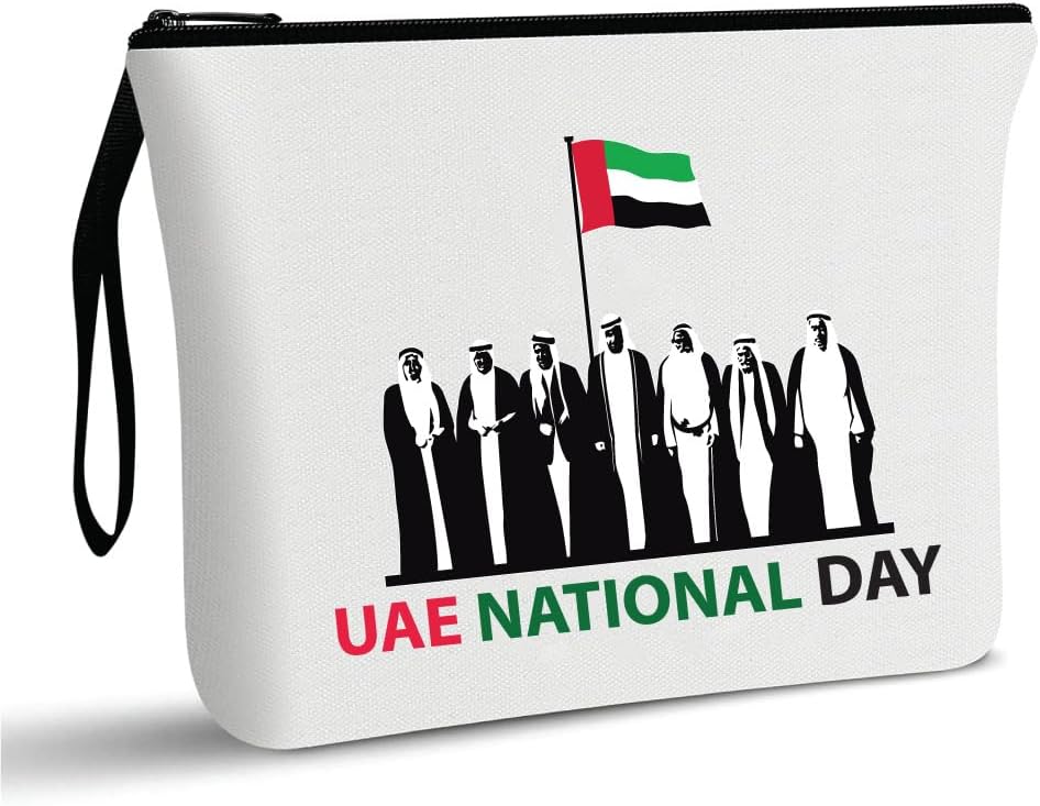 UAE Women Cosmetic Bag for National Day Full Zipper Pouch, Perfect for Celebrating National Day Stylish Bag Ideal for Functional Elegant and Storage Bag (Design 6)