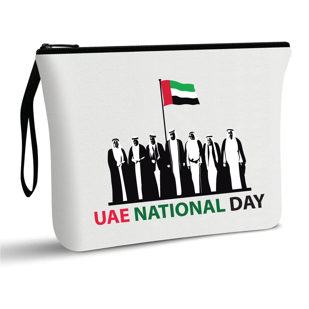 UAE Women Cosmetic Bag for National Day Full Zipper Pouch, Perfect for Celebrating National Day Stylish Bag Ideal for Functional Elegant and Storage Bag (Design 6)