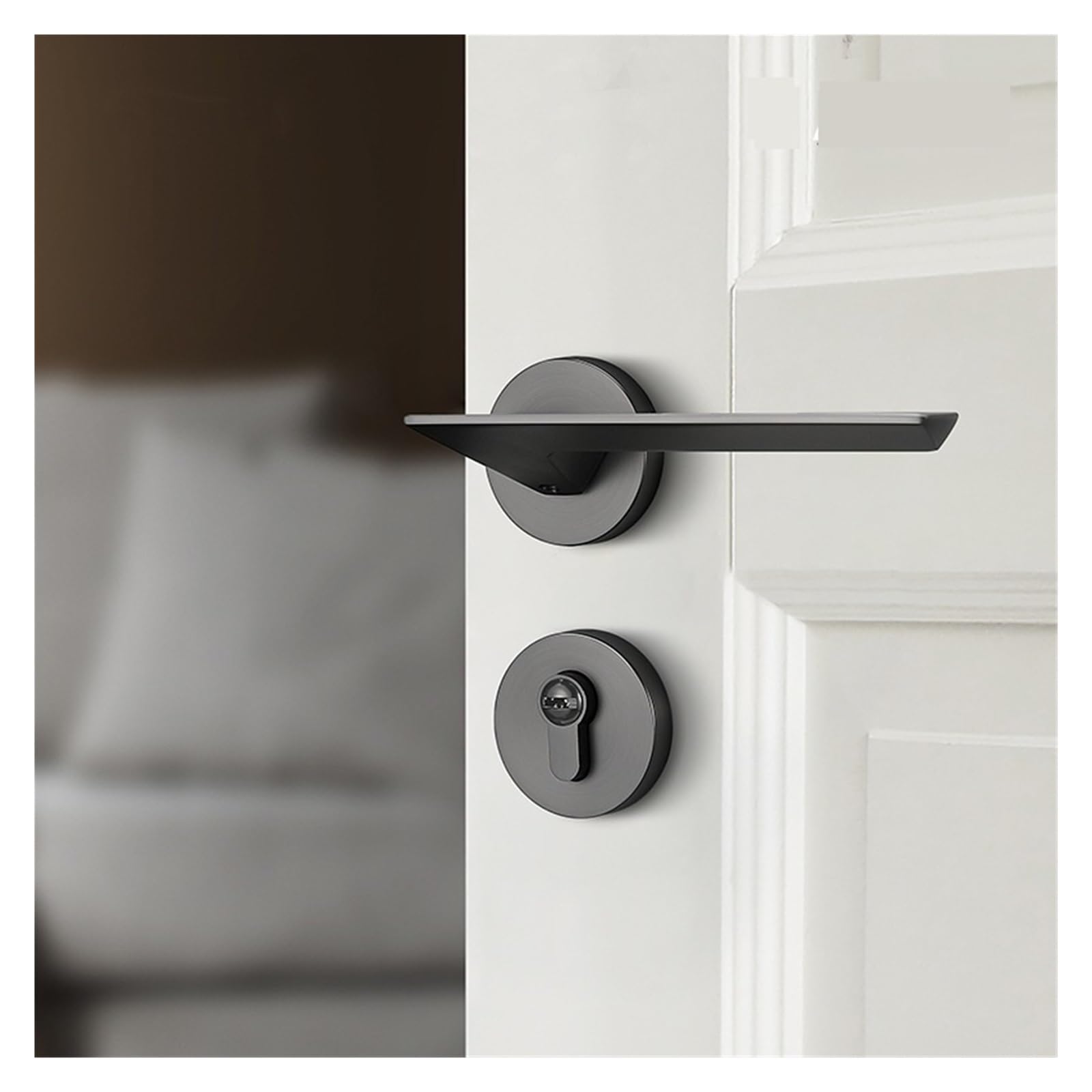 Serrure de porte en bois massif style nordique haut de gamme grise et noire