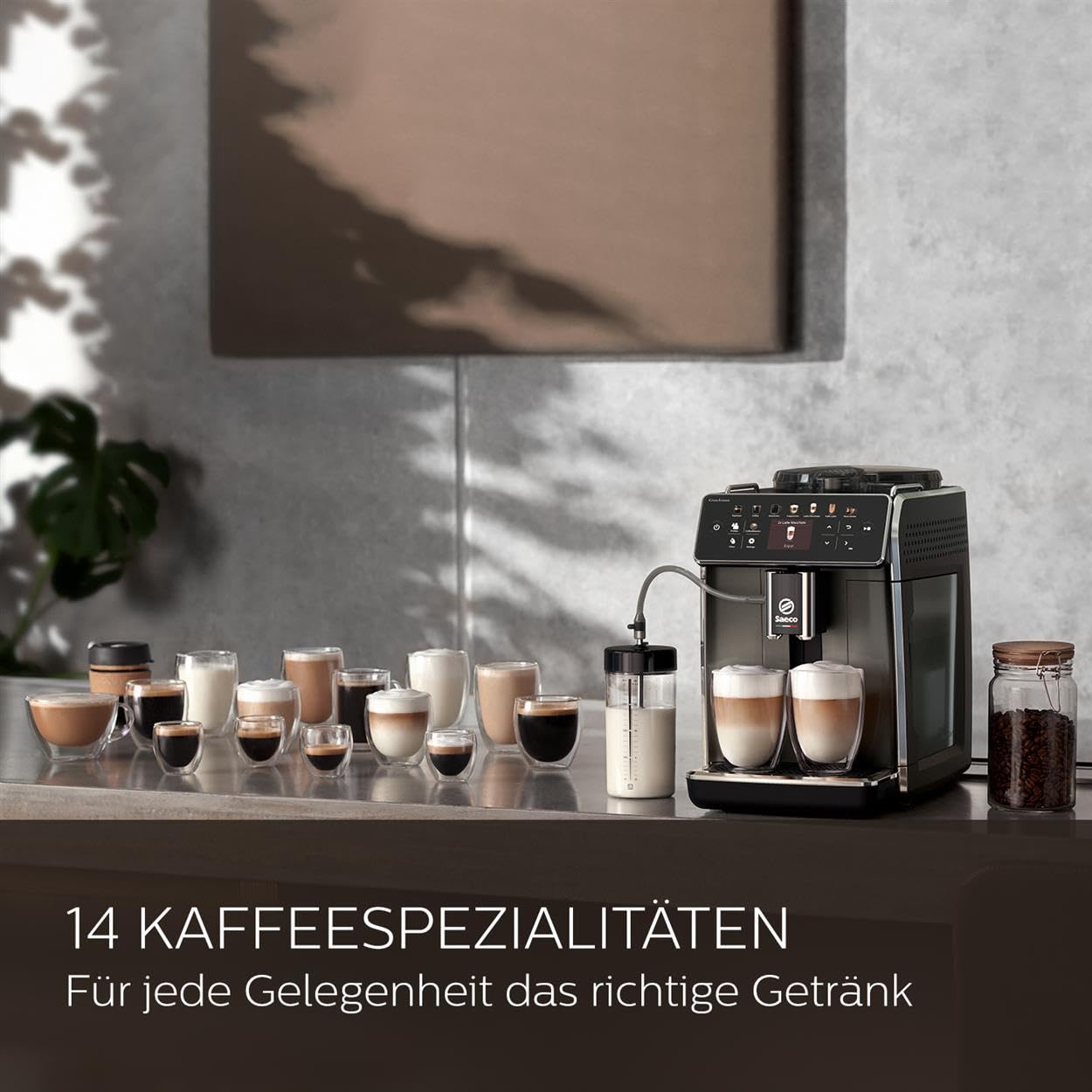 Saeco GranAroma Kaffeevollautomat 14 Kaffeespezialitäten Farbdisplay 4 Benutzerprofile Keramikmahlwerk 1500 Watt SM6580/10