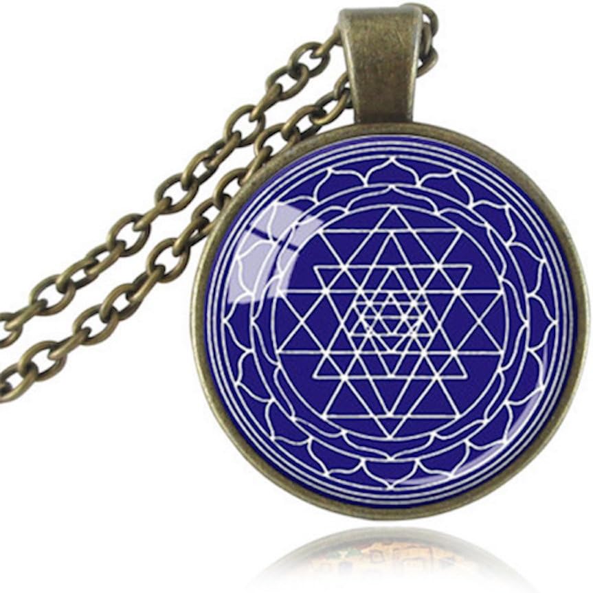 Davelina Designs Inspirational Sri Yantra Blue Necklace for Meditation Sri Chakra Yoga Reiki Jewelry