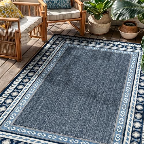 Tapete Rugshop Indoor/Outdoor Texturizado 4' x 6' Azul miniatura 1