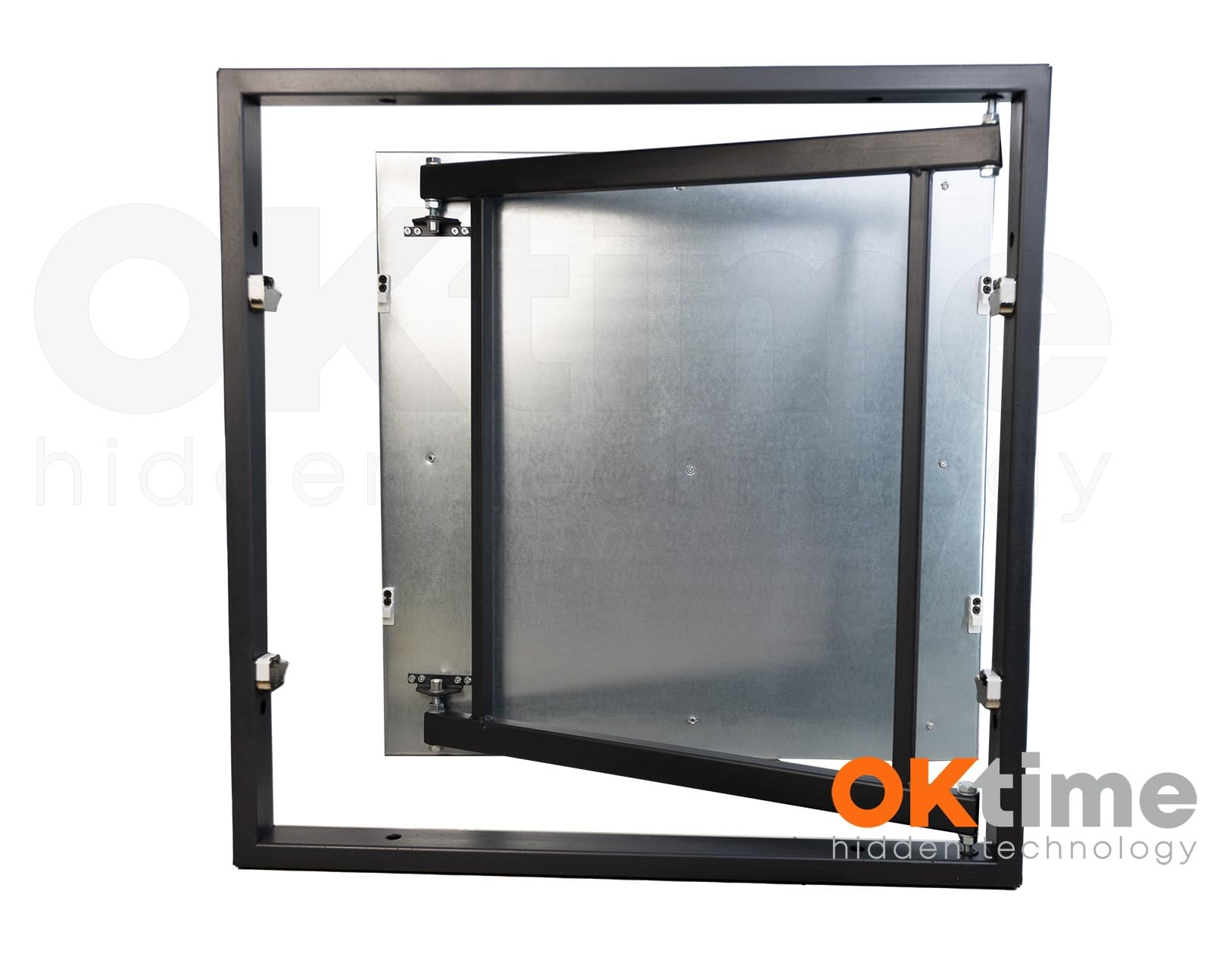 Tapa de registro alicatable OK Time 50 x 50 cm – marco de acero con placa de cartón yeso hidrófugo – apertura push-to-open Click-Clack – acceso oculto para fontanería e instalaciones en el baño