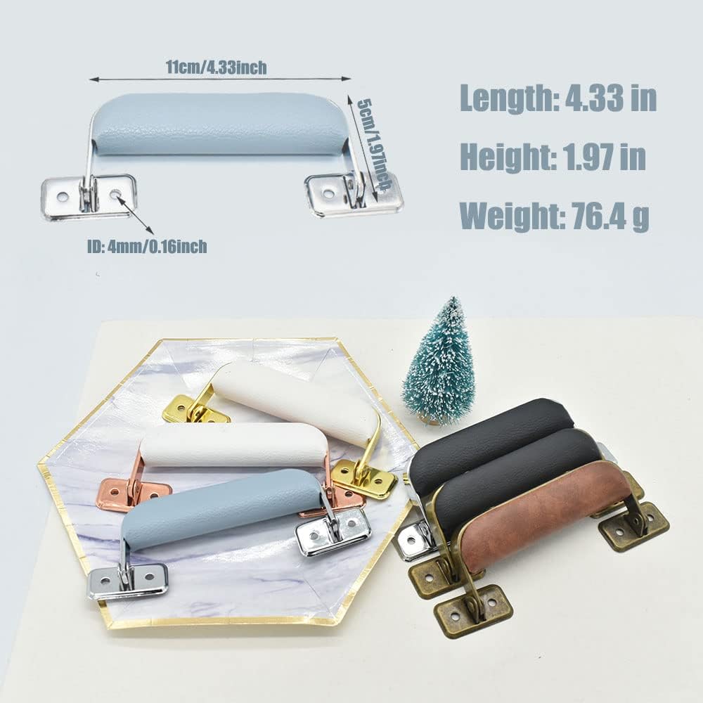 Luggage Handle Leather Vintage Style, Brown Bronze, 2pcs