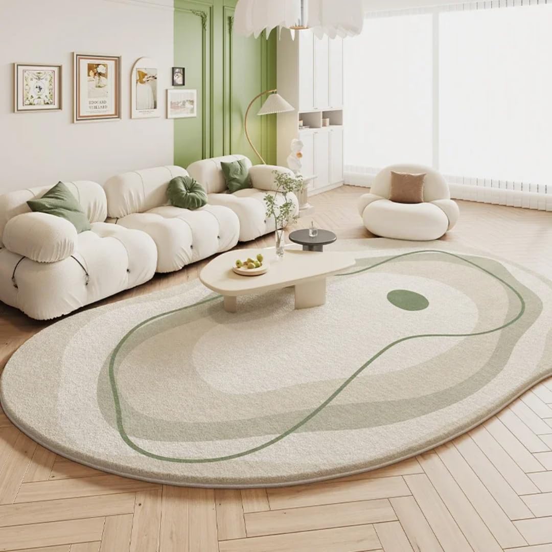Tapis crème doux et moelleux, design irrégulier haut de gamme pour décoration de salon chic