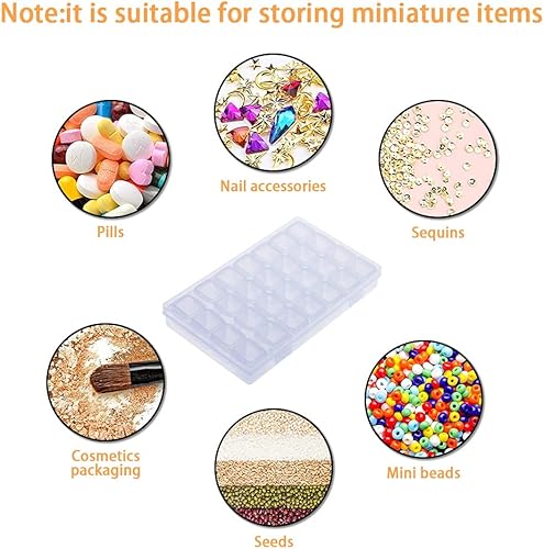 Miniatura 6 de FOME Caja de bordado de diamantes, paquete de 2 cajas de almacenamiento de pintura de diamantes coloridos, cada uno con 28 mini compartimentos,