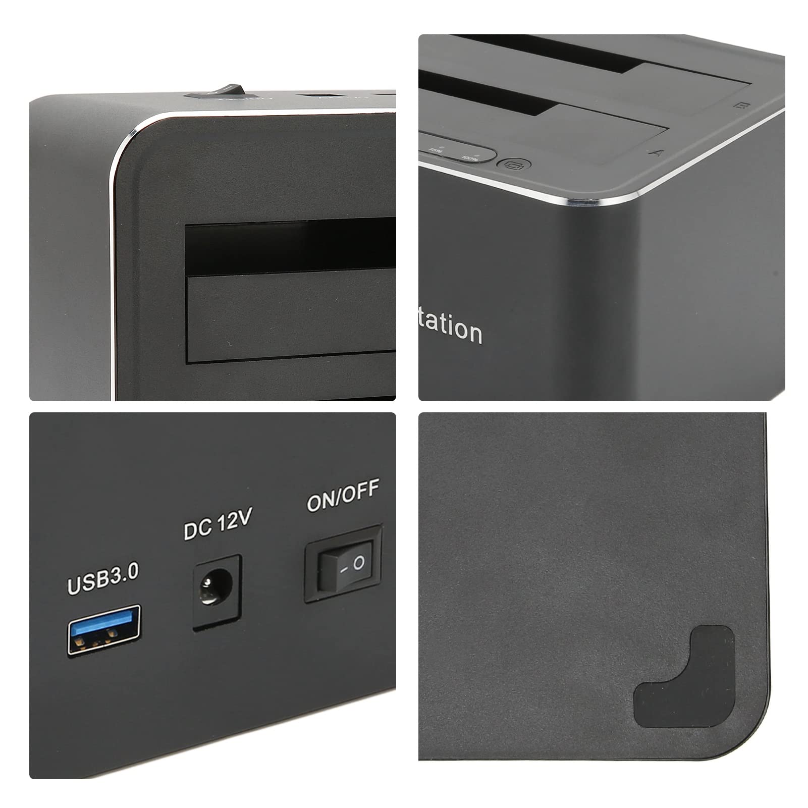 USB 3.0 do SATA Dual-Bay zewnętrzny stacja dokowania dysku twardego, obsługuje 2x 16 TB SSD, z funkcją klonu/duplikatora offline, wtyczką i odtwarzaniem dla 2.5 i 3.5 w HDD SSD SATA(EU)