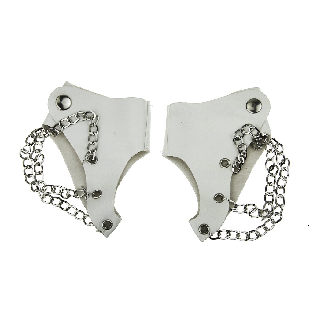 Women Punk Rock Fingerless Gloves Night Club Show 3 Metal Chains Buckle Gloves