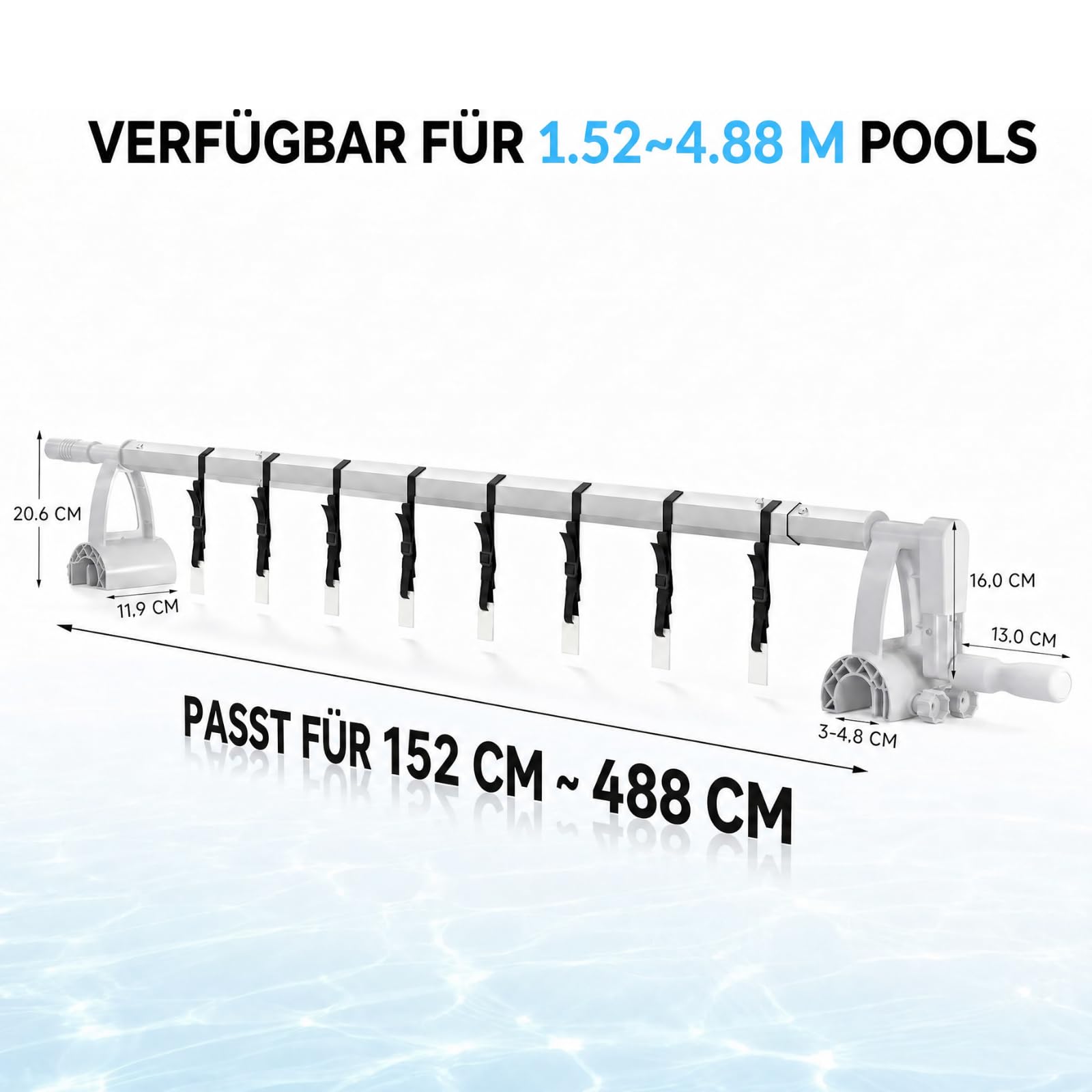 LEADZM Pool aufroller aufrollvorrichtung - Aufrollsystem für Solar, Geeignet für Pools mit einem Durchmesser von 1,5 bis 4,9 Metern | Hergestellt aus witterungsbeständigen Materialien