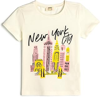 KOTON Girls New York City Printed Short Sleeve Tshirt