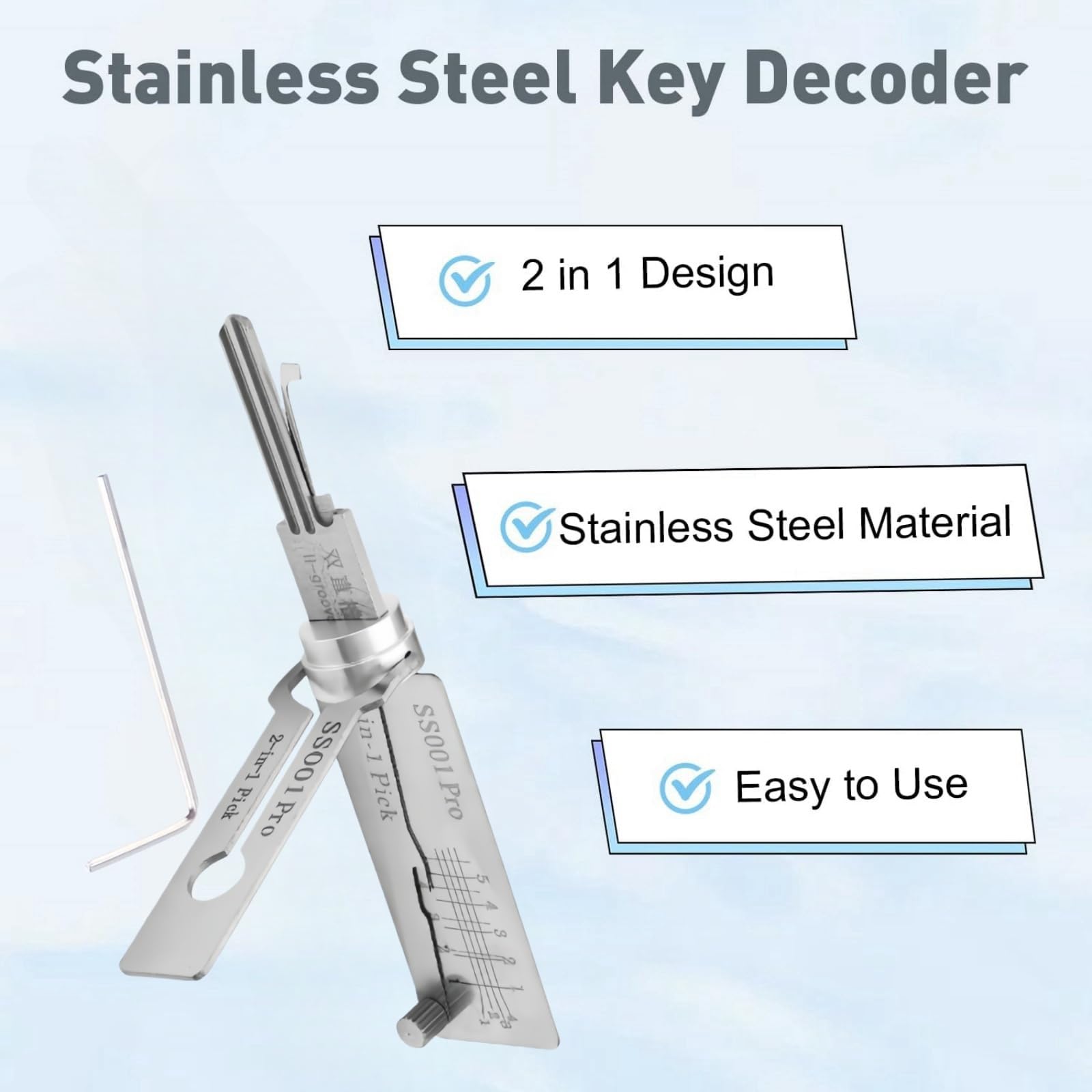 Lock Picking and Key Reader,Mas/TER Key Set for Lock,Auto Lock Pick ...