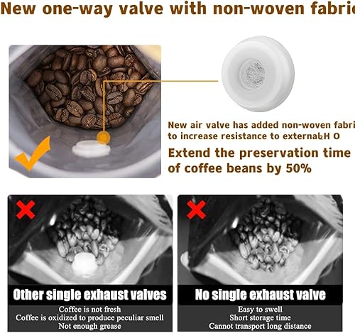 Miniatura 2 de DMPACKDM Bolsas de café con válvula (16 onzas, 1 libra, 100 unidades) de papel de aluminio negro de alta barrera de fondo plano sellado térmicamente