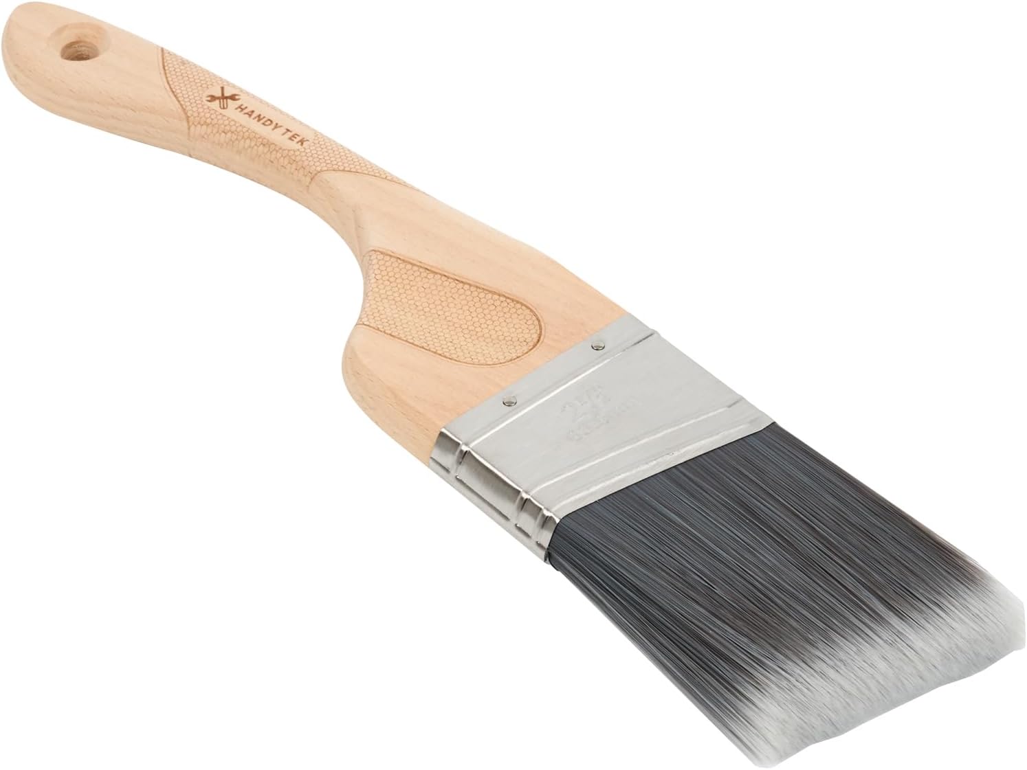 Restaurantware Angled Paint Brush 72 Count 2.5 Inch Size Nylon Polyester Precision Brush - Stainless Steel Ferrule - Wood Handle - Gray