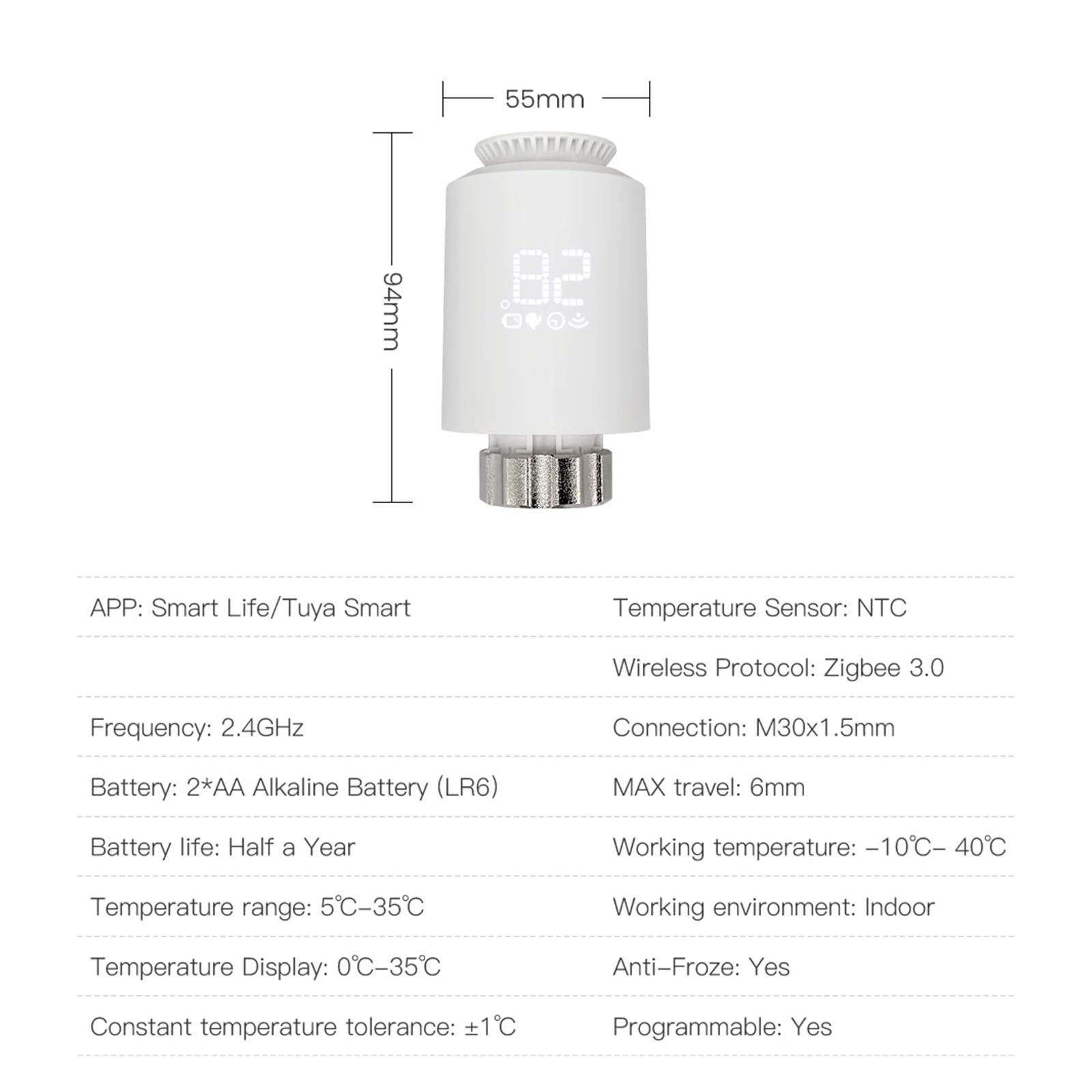 ZigBee3.0 Inteligentny Termostat, Siłownik Grzejnikowy, Sterownik Zaworu Termostatycznego TRV, Współpracuje Z OszczęDza Energię I Koszty Ogrzewania