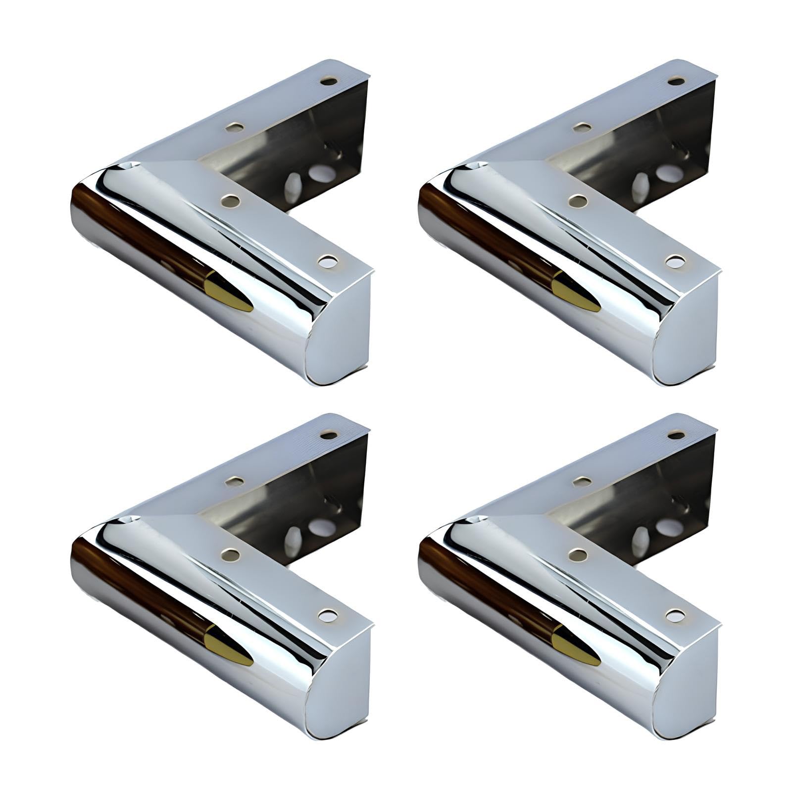 Lot de 4 pieds de canapé en acier - 5,6 cm - Pour meubles, pieds d'armoire en métal, mise à niveau de la maison, finition argentée (5,6 cm) - Support durable et élégant
