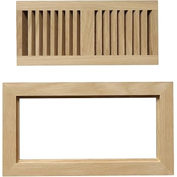 Amazon Com Welland 2 Inch X 10 Inch Red Oak Wood Vent Cover Floor Register Louvered With Frame Flush Mount Unfinis Home Kitchen