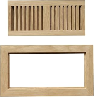 WELLAND Wood Floor Register Vents 4 x 10 Inch(Duct Opening),Red Oak Flush Mount Vents Cover Unfinished, 3/4" Thickness