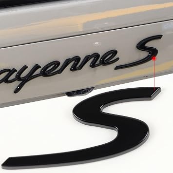 Bright Black S Logo Rear Trunk Boot Lid Hatch Tailgate Badge Emblem for Porsche 911 991 992 718 Cayenne Panamera Macan Boxster Turbo Tykan 2013-2025
