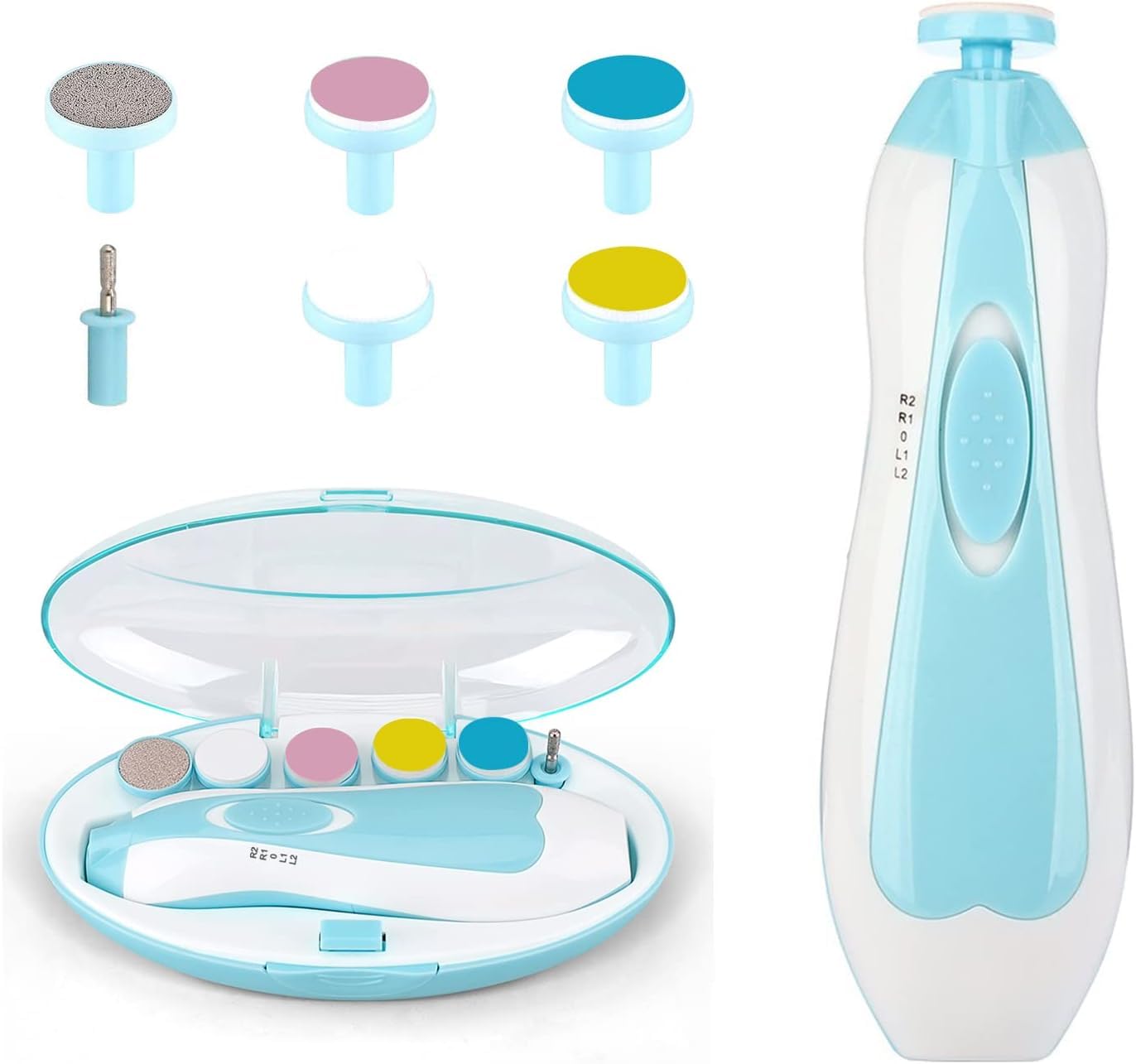 Alokik Enterprise Baby Nail Trimmer Electric,Safe Baby Nail Manicure Set with Nail Clippers,Toes Fingernails Care Trim Polish Grooming Kit for Newborn Kids Adult,Grinding Heads & LED Light-image-44