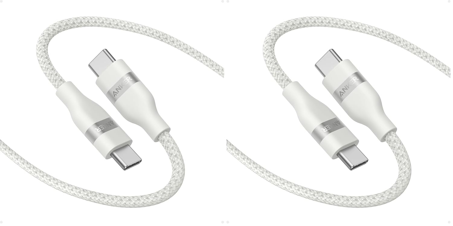 Anker Nano USB C Cable, 240W Flexible Multi-Color Braided Cord, Fast Charging Type C Charger for iPhone 17 Series, MacBook Pro and More (White, 6ft) (Pack of 2)