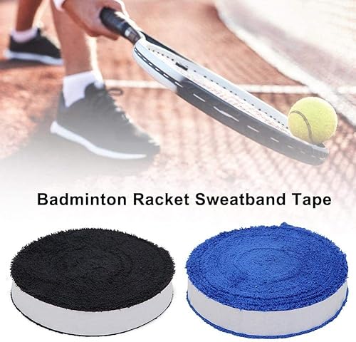 Vista 4 de ITODA Toalla de raqueta de tenis de bádminton, pegamento de mano de algodón antideslizante para sudar, raqueta de bádminton, cinta para el sudor Azul