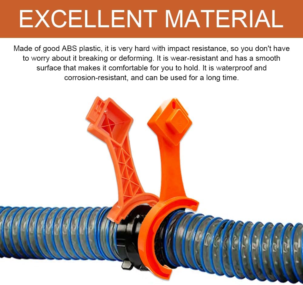 2PCS RV Sewer Hose Wrench, RV Accessories, Multi Purpose Fittings Wrench to Connect and Disconnect Sewer Hoses, Orange Camper Removal Tool Fits 3 Inch and 4 Inch Male/Female Camper Caps