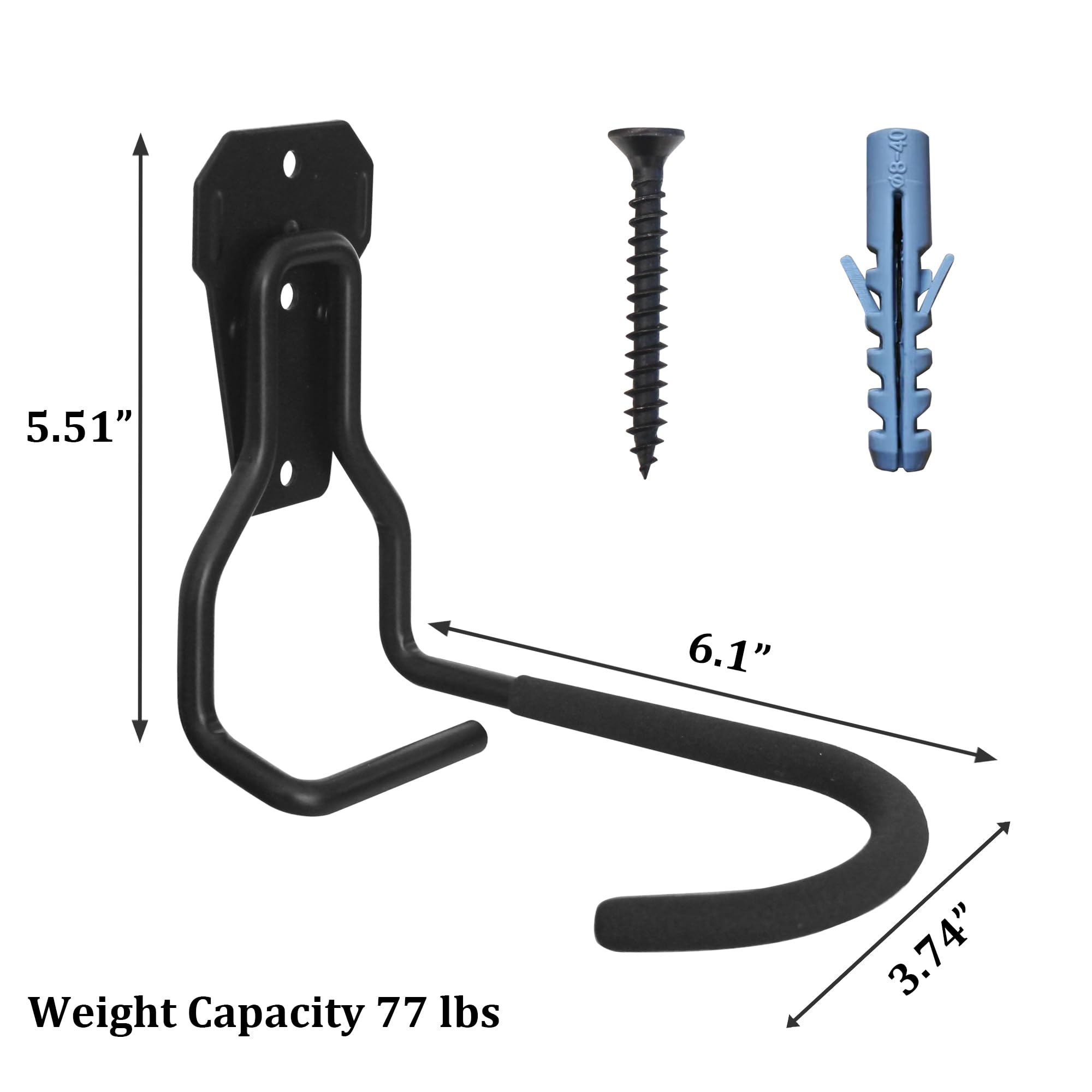 Cyanlxora Bike Rack Wall Mount Garage Bike Hook Storage Hanger Space Saving Vertical Bike Rack Organization for Road/Mountain/Folding Bike, Holds Up to 77 Lbs