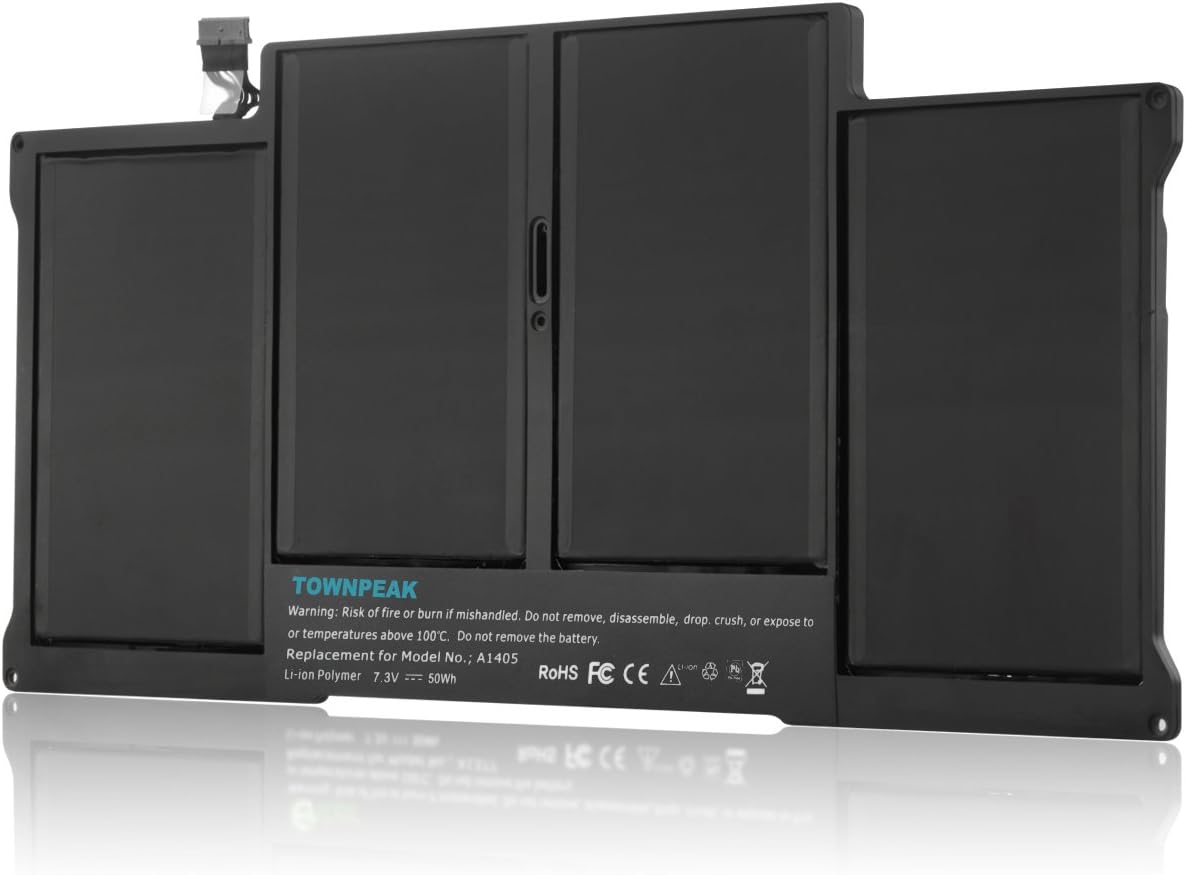 Townpeak Laptop Battery for Apple A1405 A1466 (2012 Version) MacBook Air 13" MC503 MC504, A1369 (Mid-2011 Version) [Li-Polymer 7.3V 50Wh] 18 Months Warranty