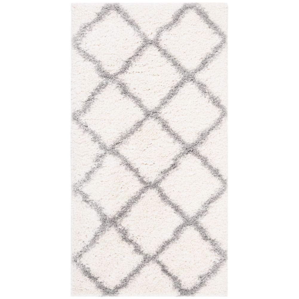 SAFAVIEH Parma Shag Collection Accent Rug - 2' x 3', Cream & Grey, Trellis Design, Non-Shedding & Easy Care, 1.2-inch Thick Ideal for High Traffic Areas in Entryway, Living Room, Bedroom (PMA521A)