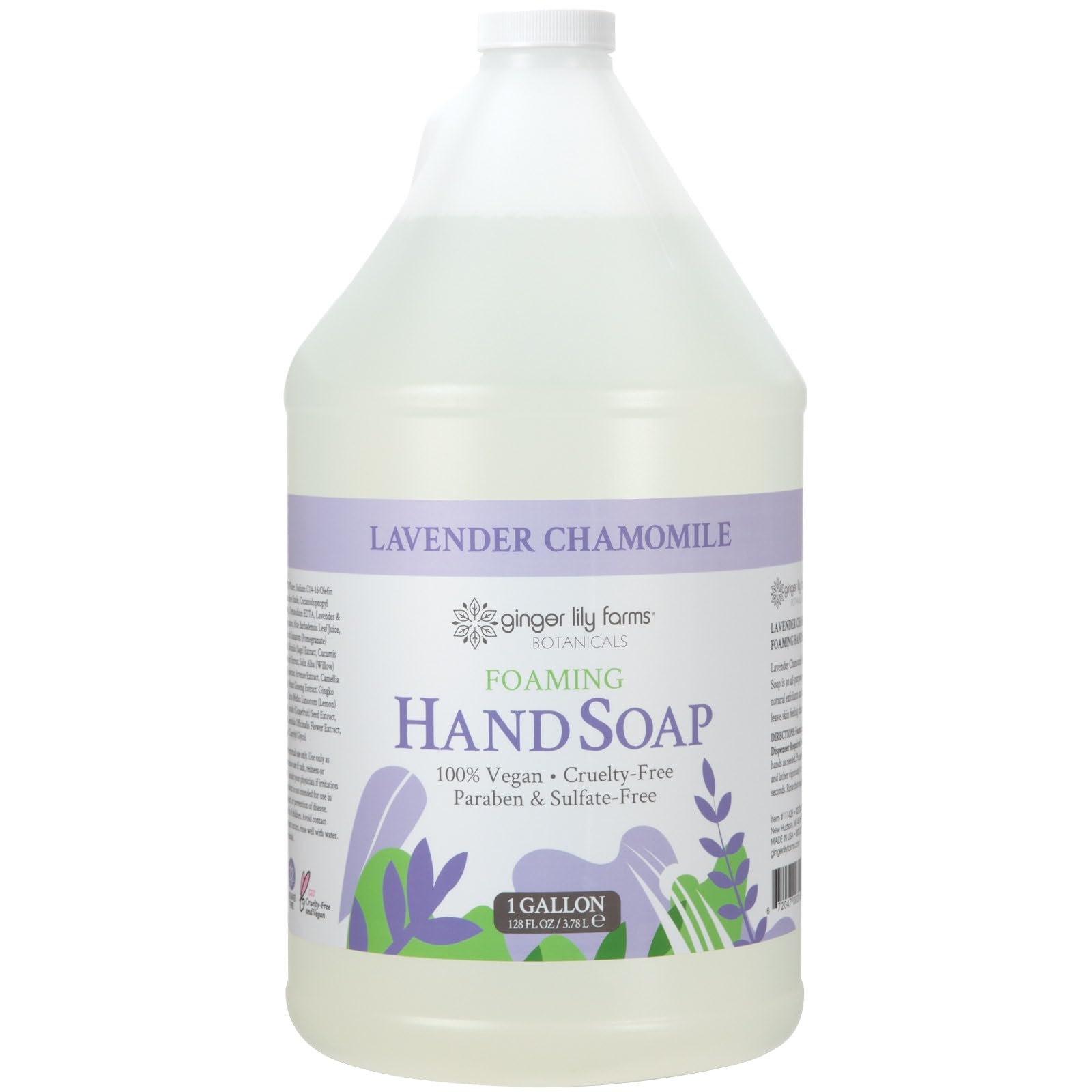 Ginger Lily Farms Botanicals All-Purpose Foaming Hand Soap Refill, 100% Vegan & Cruelty-Free, Lavender Chamomile Scent, 1 Gallon (128 Fl Oz)
