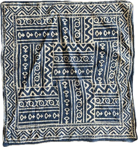 Indigo Bandana Organic Cotton Bandana Moselle, Bandana Scarf, Paisley Design Scarf, Vibrant Color, High-Quality, Winter Scarf, Unique Design Geometric Scarf, Hand Printed, Hiking Gift3