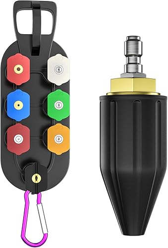 Miniatura 4 de POHIR Boquilla Turbo 4000 PSI, paquete de 9 puntas de pulverización para lavadora a presión, juego completo que incluye orificio giratorio Turbo 4.0
