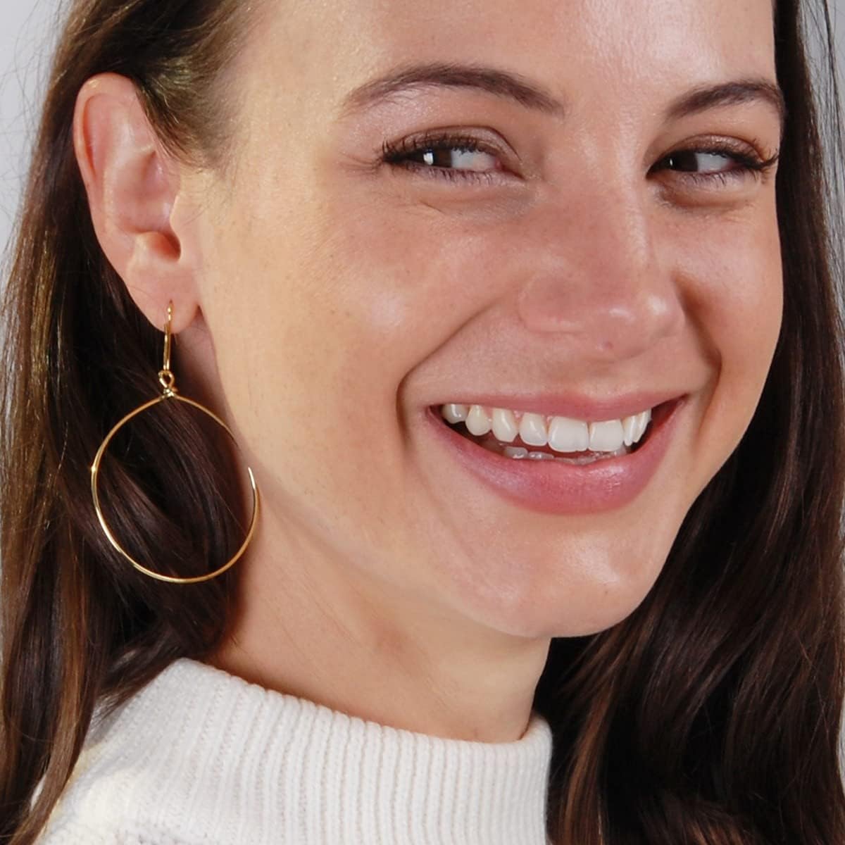 Dangle Hoop Earrings for Women - Minimalist Geometric Round Drop Hoops - Hypoallergenic, Safe for Sensitive Ears - Plated in 18K Gold or 925 Sterling Silver - Image 8