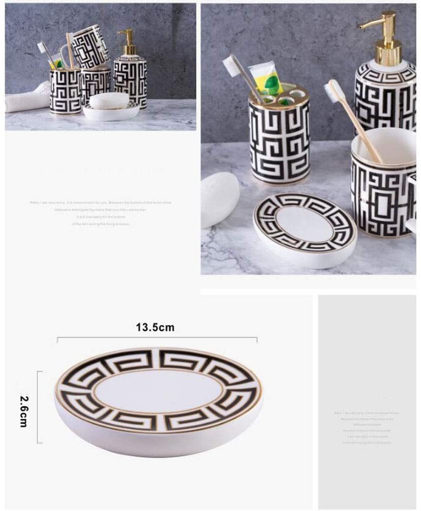 Zestaw łazienkowy 5-częściowy Ceramiczny Zestaw Akcesoriów Łazienkowych Dozownik Do Mydła Kubek Do Płukania Ust Mydelniczka Uchwyt Na Szczoteczki Do Zębów Zestaw Kosmetyków Zestaw Akcesoriów łazienkow